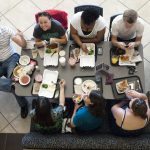 Dinning with friends at the campus cafeteria