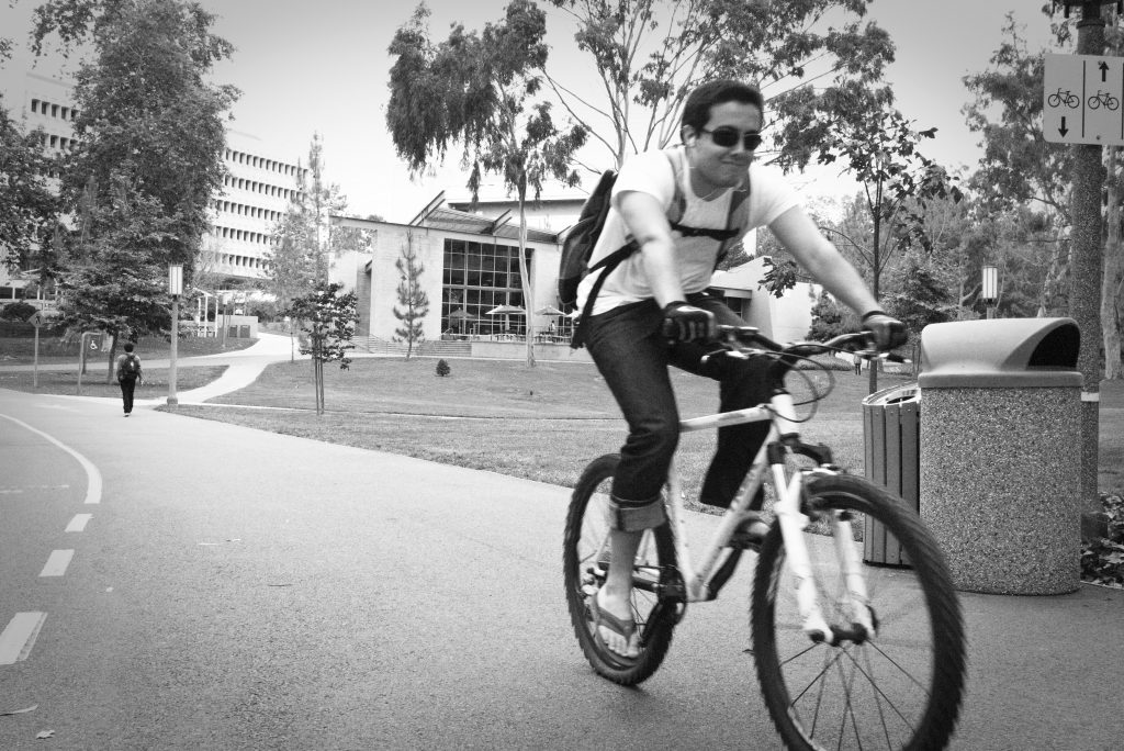 Student Cycling on Campus